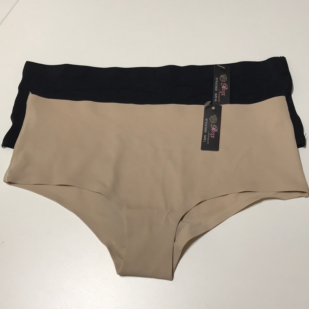 Rose seamless 2pc tan & black panties #P7- 22